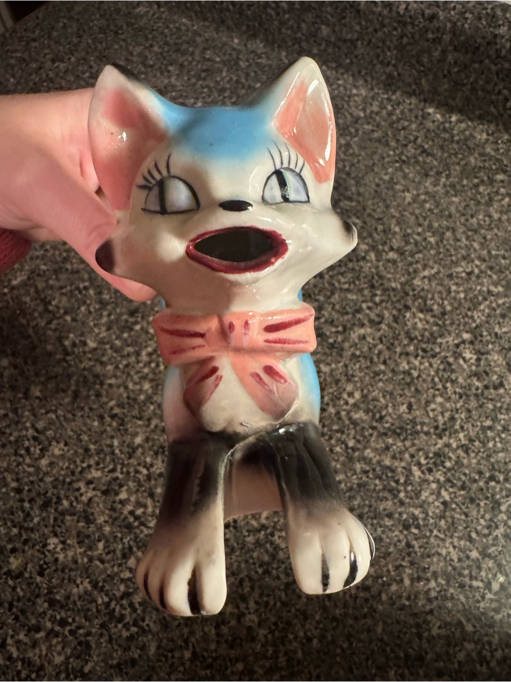 Vintage 1950s-1960s Japanese Ceramic Cat Planter Or Vase - Picture 11 of 11